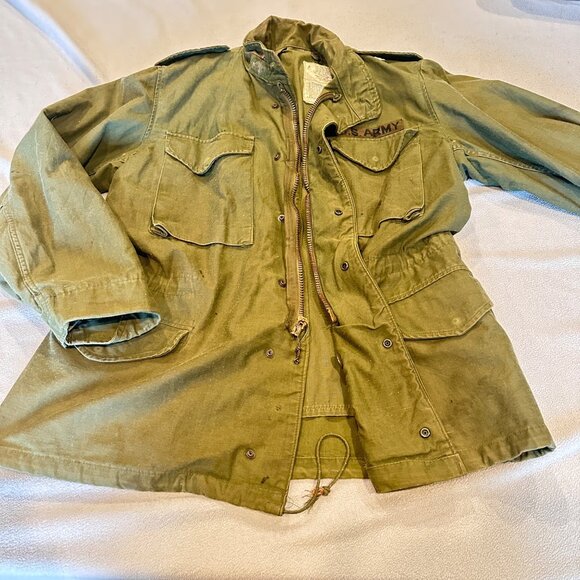 Vtg US Army M65 Field Jacket 80s Medium OG 107 Reg Cold Weather Coat Winfield - Picture 1 of 11